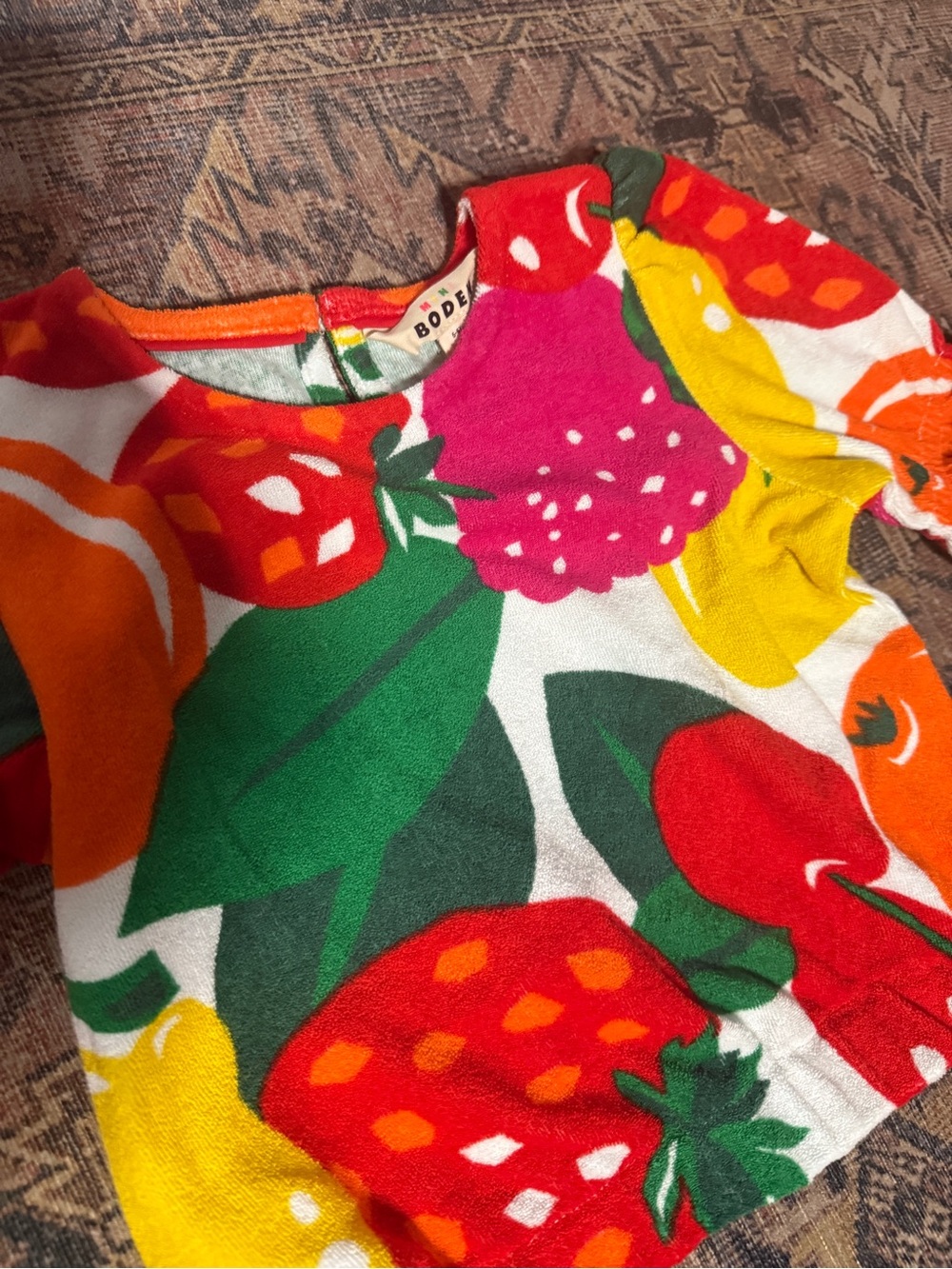 Mini Boden Kids Bright Fruit-Print Terry cloth Top in Multicolor